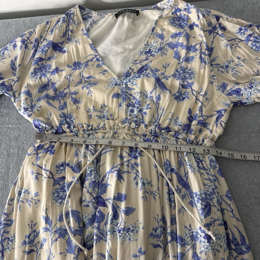 Few Moda Lined V-neck Long Sleeve Blue White Floral Maxi Dress Women's Small - Picture 11 of 14